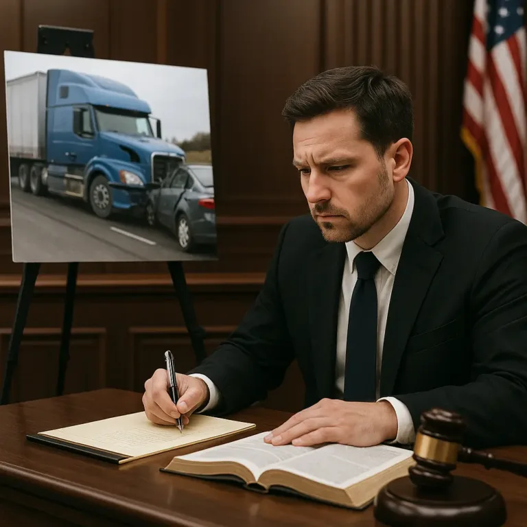 Truck Accident Lawyer proving truck driver liability in courtroom