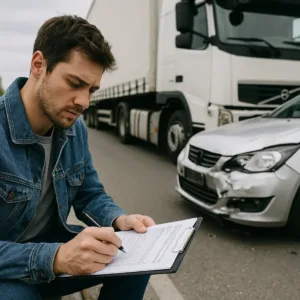 Truck Accident Lawyer filing claim after semi-truck collision