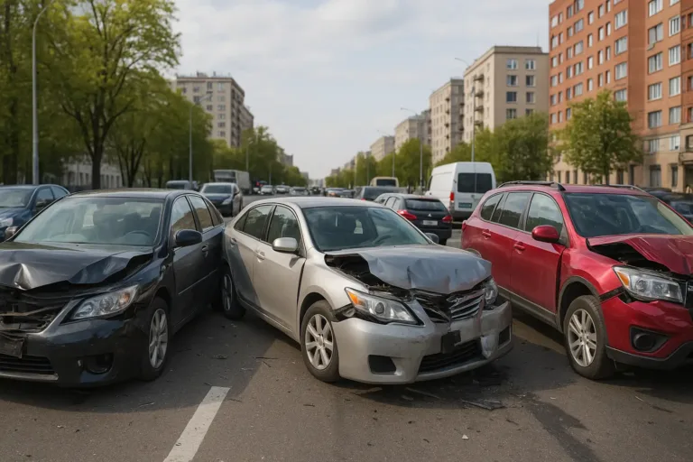 Multi-Vehicle Accident Legal Aid Crash Scene on City Street