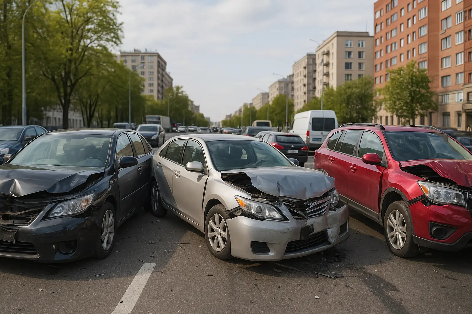 Multi-Vehicle Accident Legal Aid Crash Scene on City Street