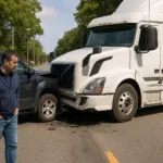 Regional Truck Accident Compensation Scene with Multiple Damaged Vehicles