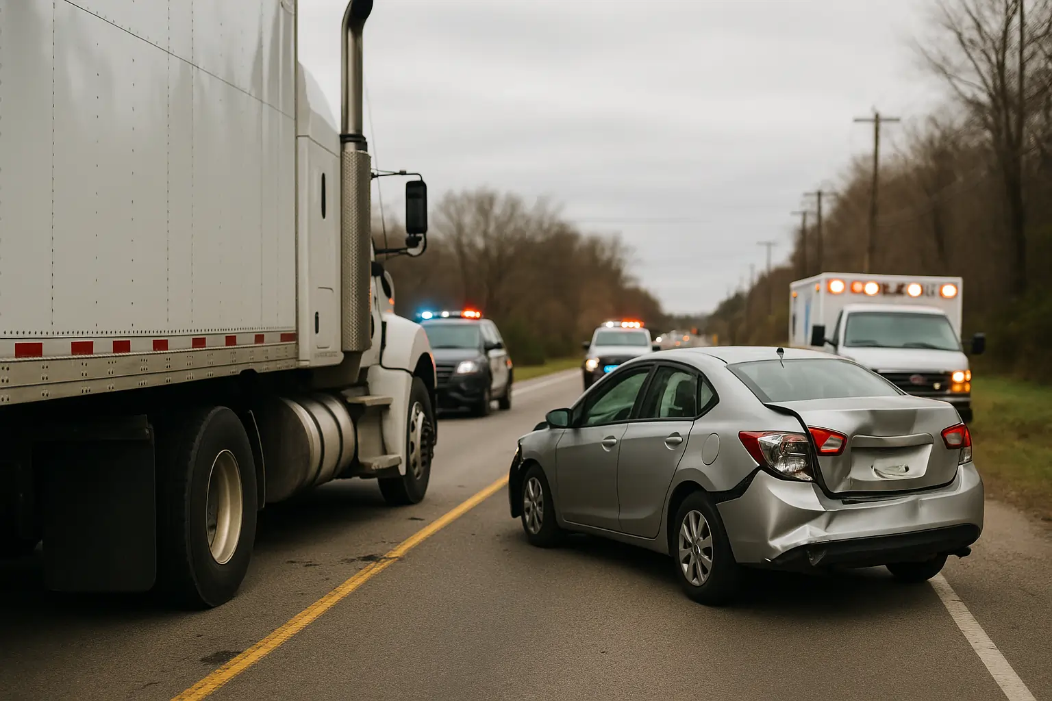 Nearby Truck Accident Legal Help Crash Scene With Emergency Response