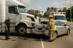 Rear-End Truck Crash Disputes Legal Aftermath Scene