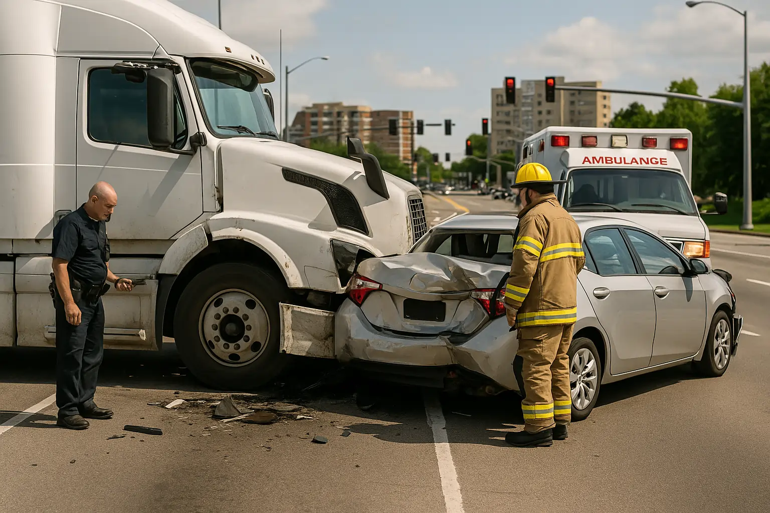 Rear-End Truck Crash Disputes Legal Aftermath Scene