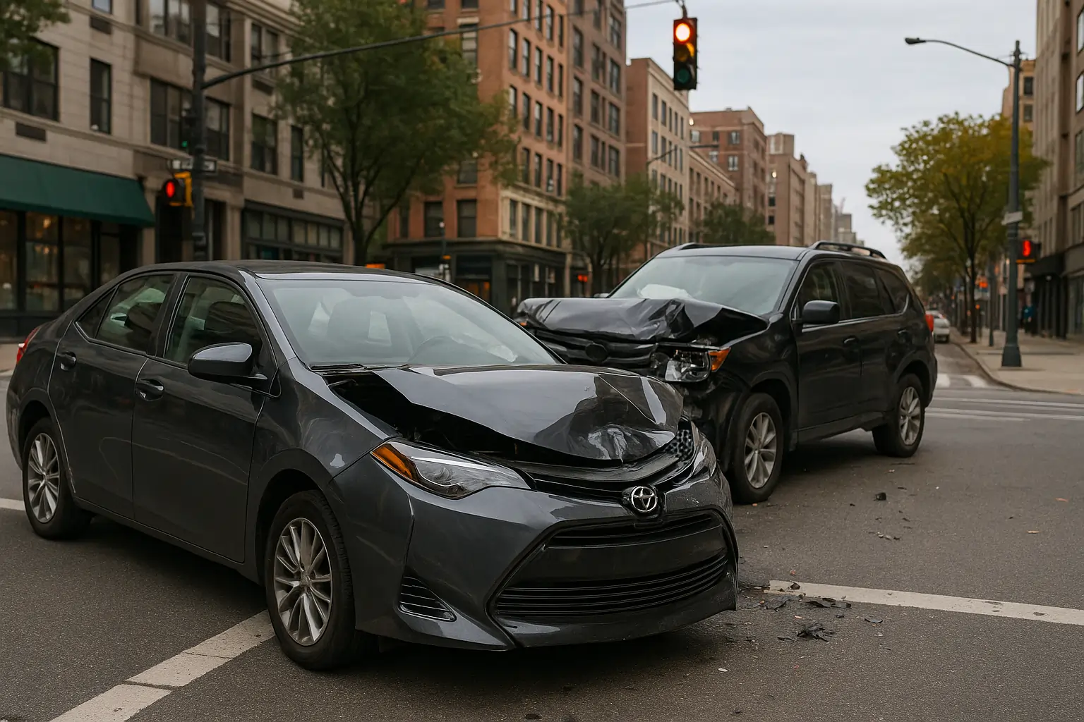 Local Intersection Auto Accident Lawyer Scene with City Crash