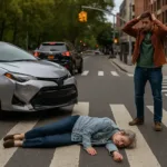 Pedestrian Accident Compensation Scene with Realistic City Crosswalk
