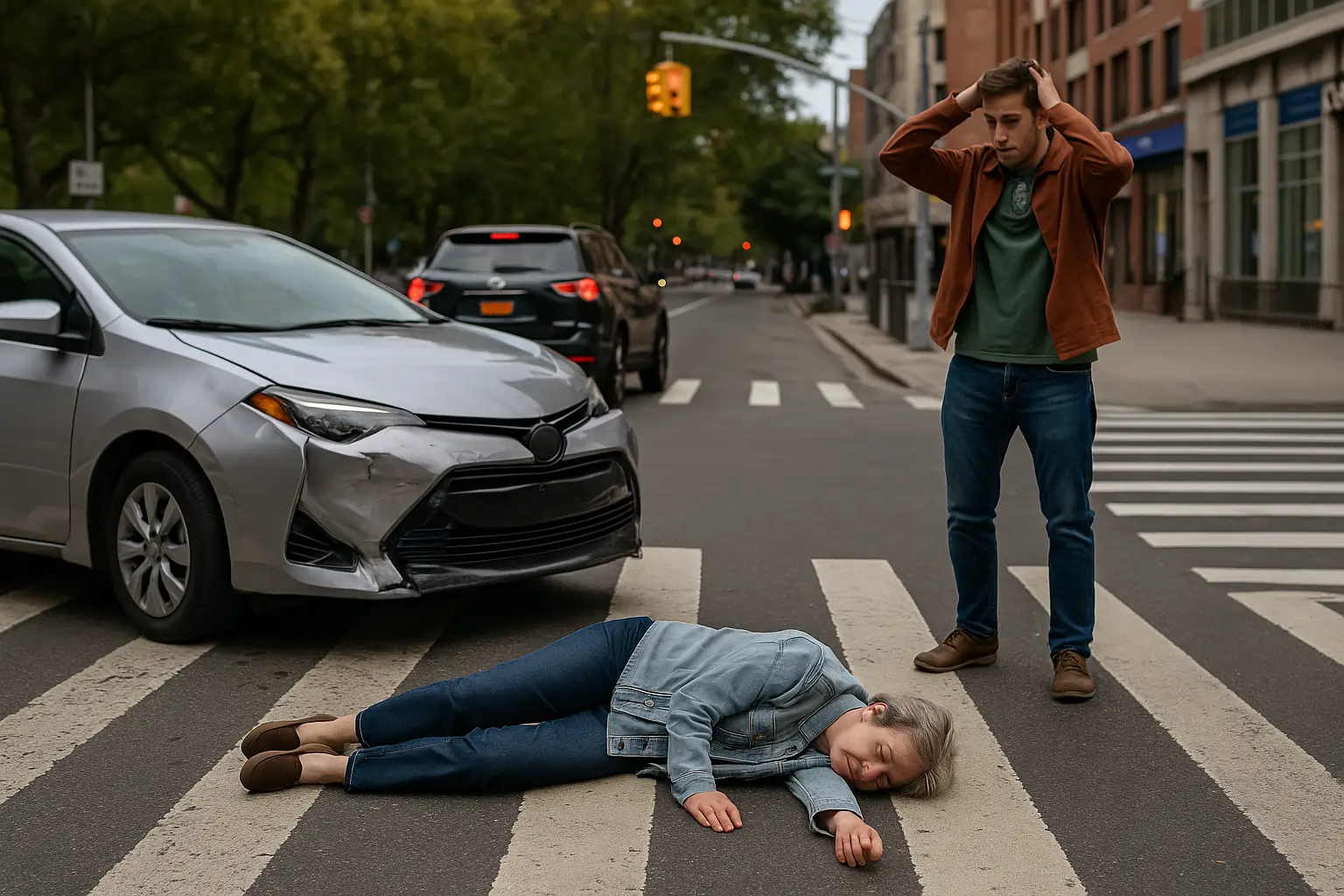 Pedestrian Accident Compensation Scene with Realistic City Crosswalk