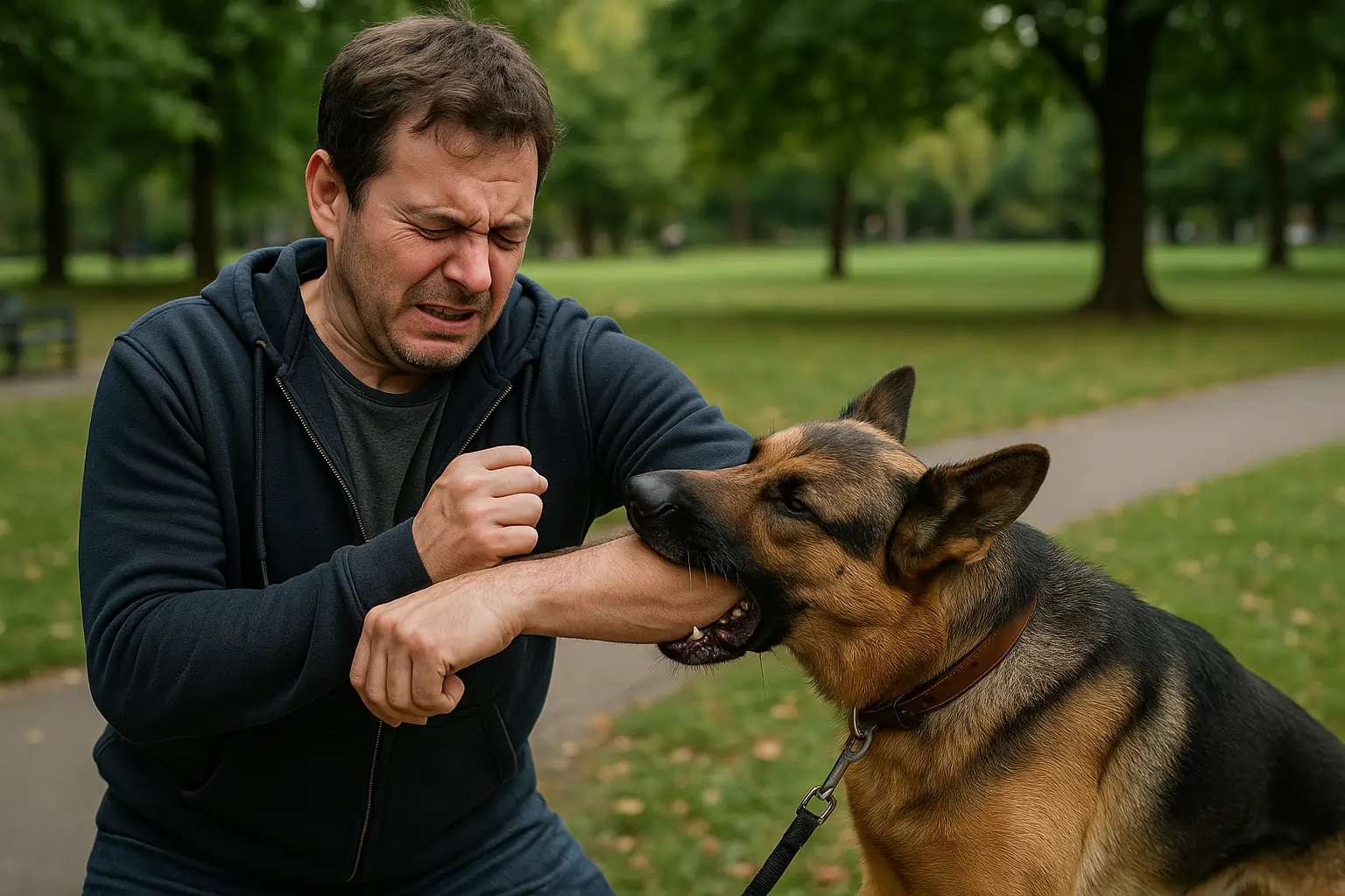 Regional Dog Bite Injury Claims Scene Showing Dog Attack in Park
