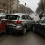 Multi-Vehicle Accident Representation Near Me Scene with Several Cars Involved