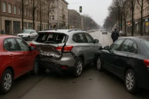 Multi-Vehicle Accident Representation Near Me Scene with Several Cars Involved