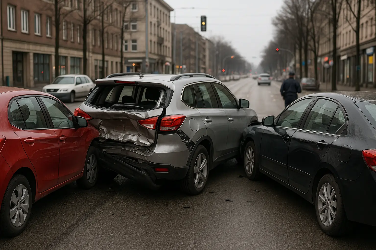 Multi-Vehicle Accident Representation Near Me Scene with Several Cars Involved