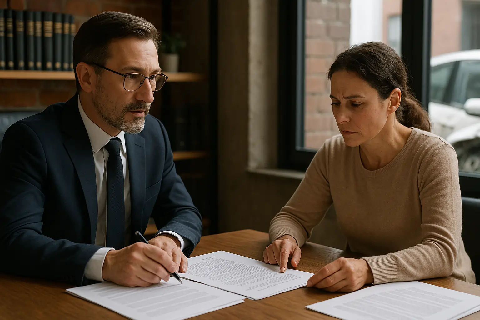 material truck claims settlement discussion in lawyer’s office