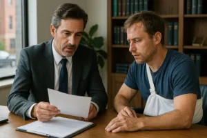 intersection car accident lawyer assisting a client in office