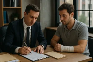 recreational accident assistance with lawyer and client in office