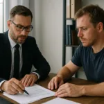 semi collision cases lawyer and client discussing settlement papers