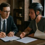 Bicycle accident legal support between lawyer and injured cyclist