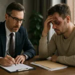 drunk driver accident lawyer helping DUI victim in office