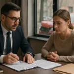 Impact auto crash lawyer consulting with a client after side-impact accident