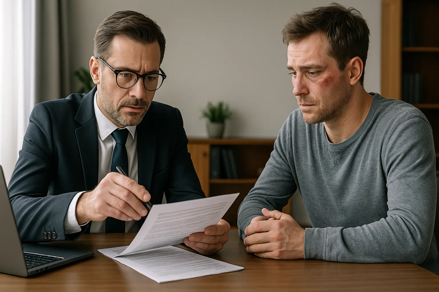 vehicle accident claims discussion between lawyer and client