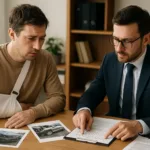 auto crash insurance lawyer consulting client after car accident