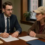 regional truck lawyer discussing compensation with a client in office